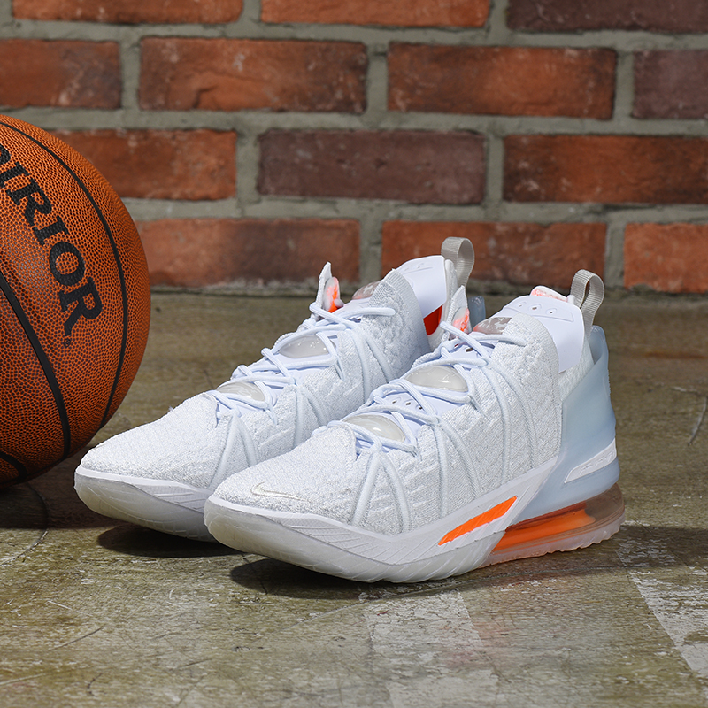 2020 Nike LeBron James 18 White Orange Basketball Shoes - Click Image to Close